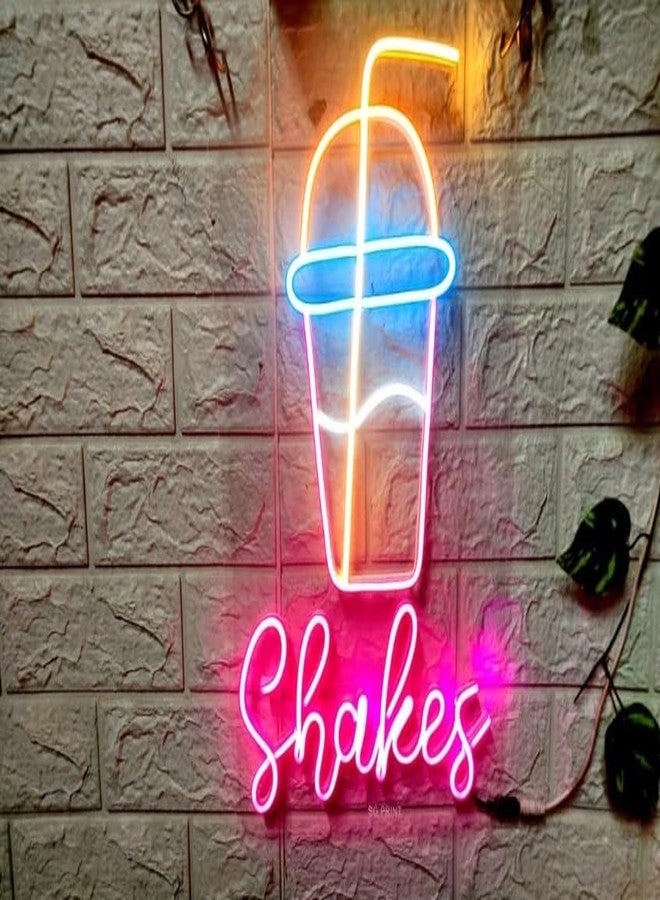 Wall Mitra Shake Neon Signs | Shakes Shop Neon Signs | Shakes Neon Light | Neon light | Shakes Neon Sign Light | Home Decor | Wall Decor| Room Decor(12x18) PINK+BLUE - Image 5